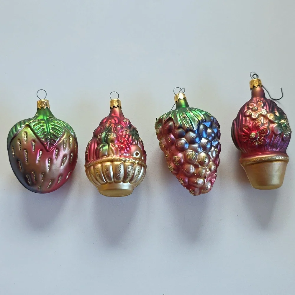 Vintage Christmas Ornaments - Festive Glass Ornament Set - Multicolor
